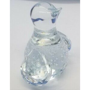 Hand Blown Penguin Bird Bullicante Controlled Bubbles Clear Glass Figurine
